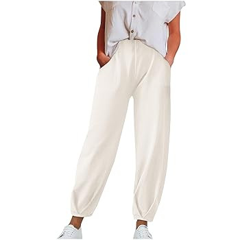 Women's Wide Leg Harem Pants Baggy Elastic Waisted Loose Fit Lounge Trousers 2024 Fall Casual Tro... | Amazon (US)