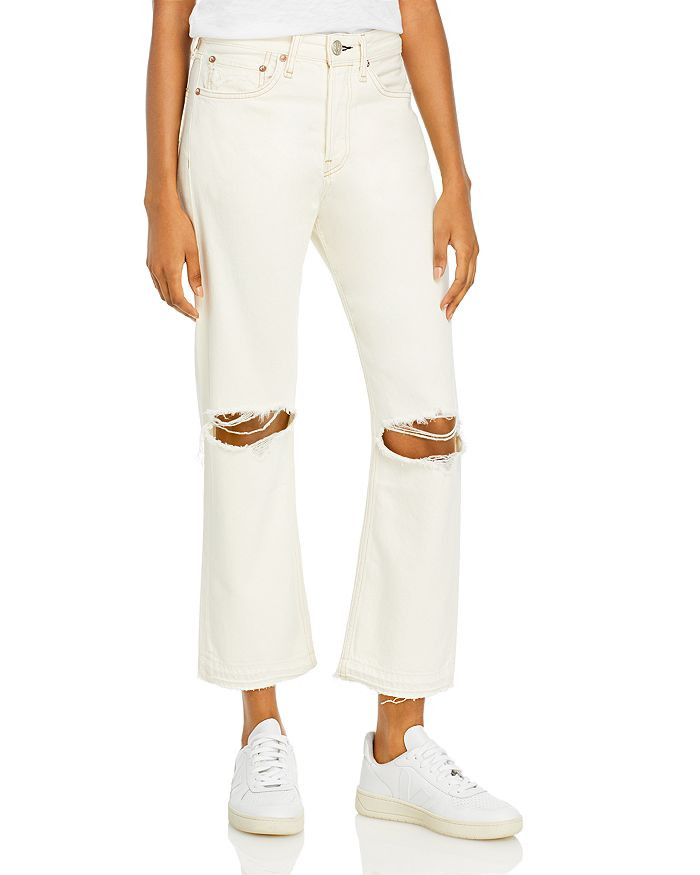 Maya Ripped Ankle Straight Leg Jeans in Ecru | Bloomingdale's (US)