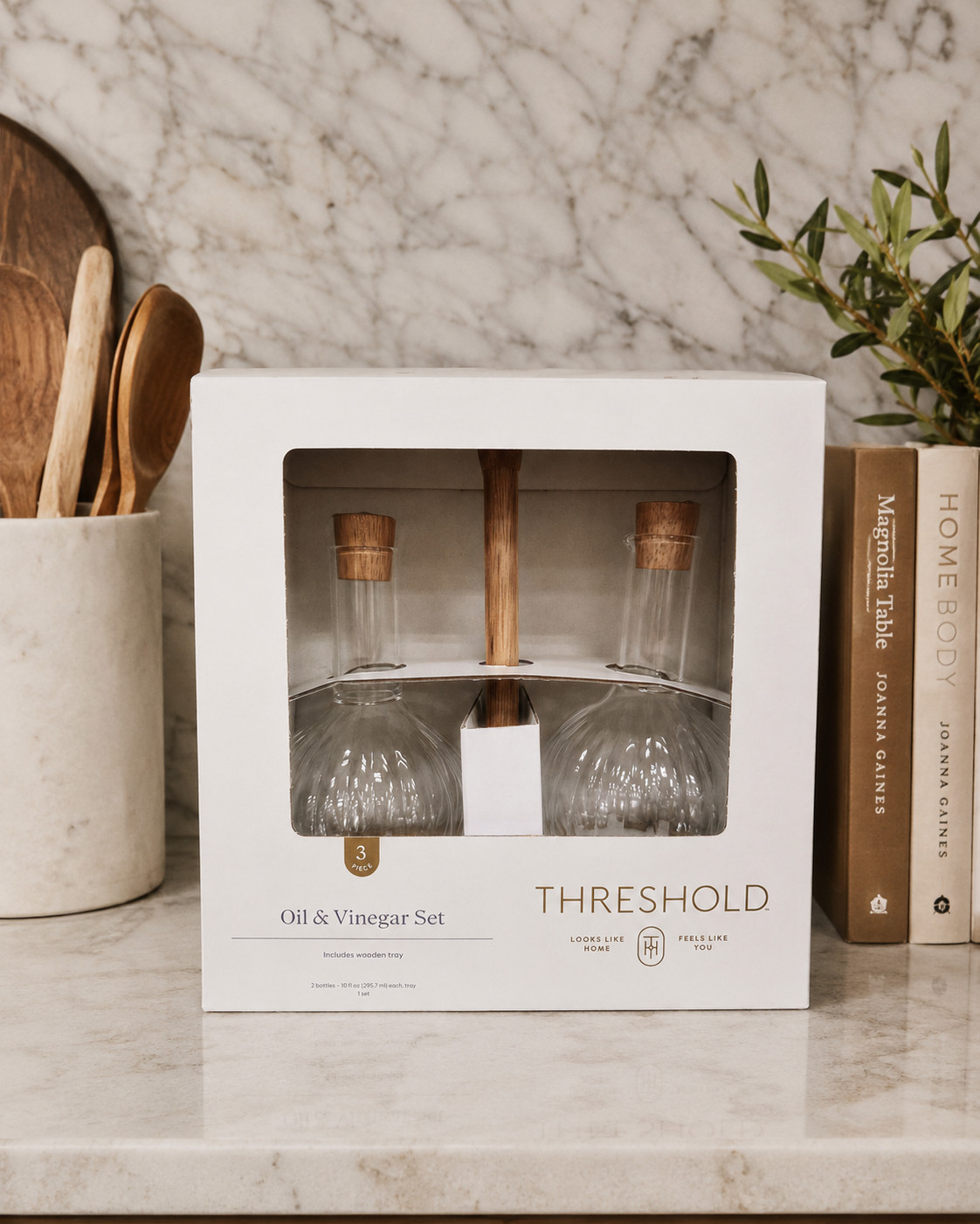 Elevate your kitchen with this chic Threshold Oil & Vinegar Set 🤍

The perfect blend of modern elegance and everyday function — featuring glass bottles, warm wood accents, and a luxe marble-inspired aesthetic for your countertop styling goals ✨

More luxe-for-less home finds 🛒

#TargetFinds #KitchenDecor #MarbleKitchen #NeutralHomeDecor #ModernKitchenStyle #CountertopStyling #HomeEssentials  

 #LTKHome