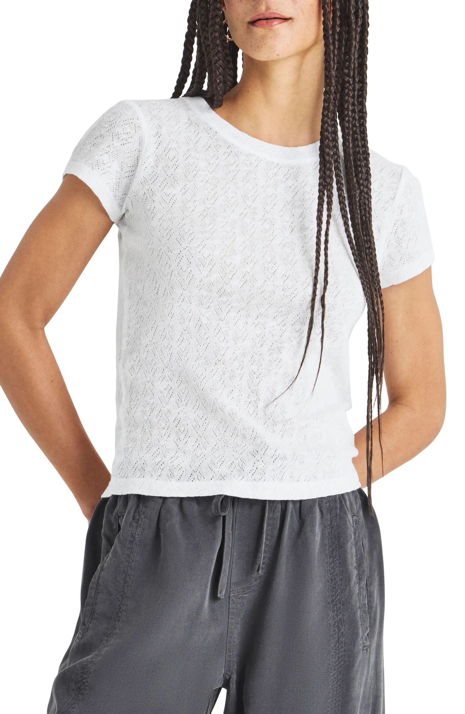 Splendid Montecito Pointelle Cotton T-Shirt | Nordstrom | Nordstrom