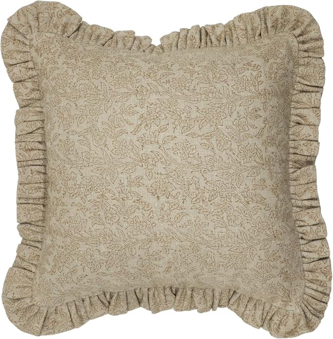 Both Side Print 22x22 Inch Thick Linen Soft Ruffle Striped Edge Flounces Trim,Throw Pillowcase Cu... | Amazon (US)