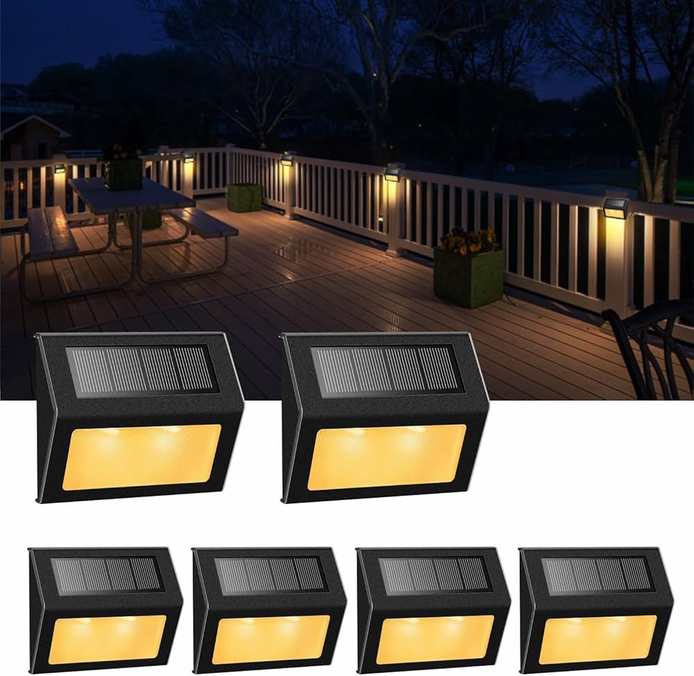 XLUX Solar Lights for Steps Decks Pathway Yard Stairs Fences, LED lamp, Rainproof, Black Metal Ho... | Amazon (US)