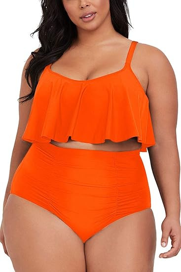 Sovoyontee Women's 2 Piece Plus Size High Waisted Swimsuit Bathing Suit | Amazon (US)