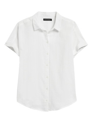 Cotton Gauze Roll-Cuff Shirt | Banana Republic (US)