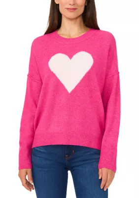 CeCe Petite Long Sleeve Valentine's Day Heart Sweater | Belk