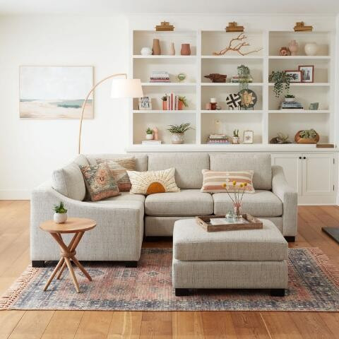 Cream Track Arm Hayes Modular Sectional Corner End Chair | World Market