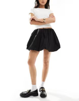 ASOS DESIGN cotton bubble mini skirt in black | ASOS (Global)