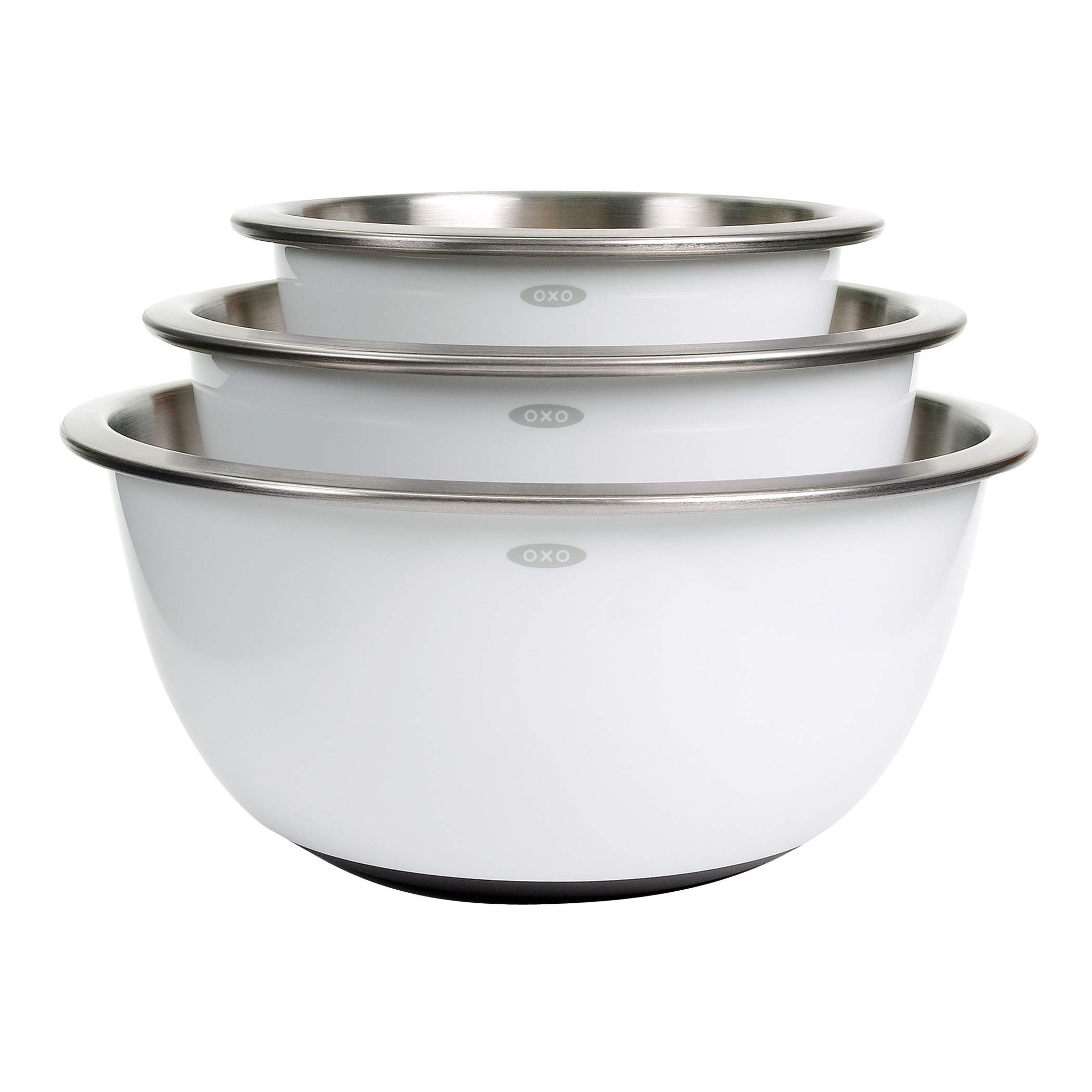 OXO Good Grips 3-Piece Stainless-Steel Mixing Bowl Set, White | Amazon (US)