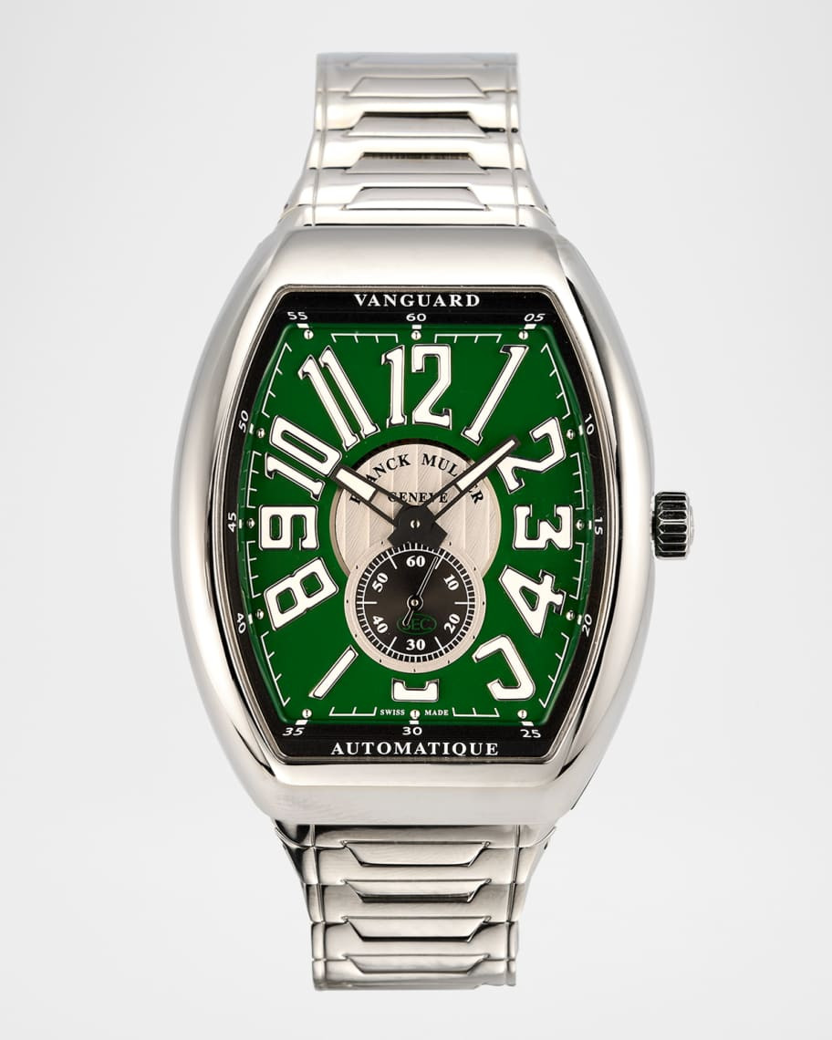 Franck Muller 41mm Slim Vintage Vanguard Bracelet Watch, Green | Neiman Marcus
