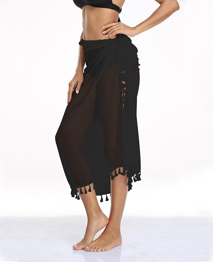 SHU-SHI Womens Beach Cover Up Sarong Swimsuit Cover-Up Many Solids Colors | Amazon (US)