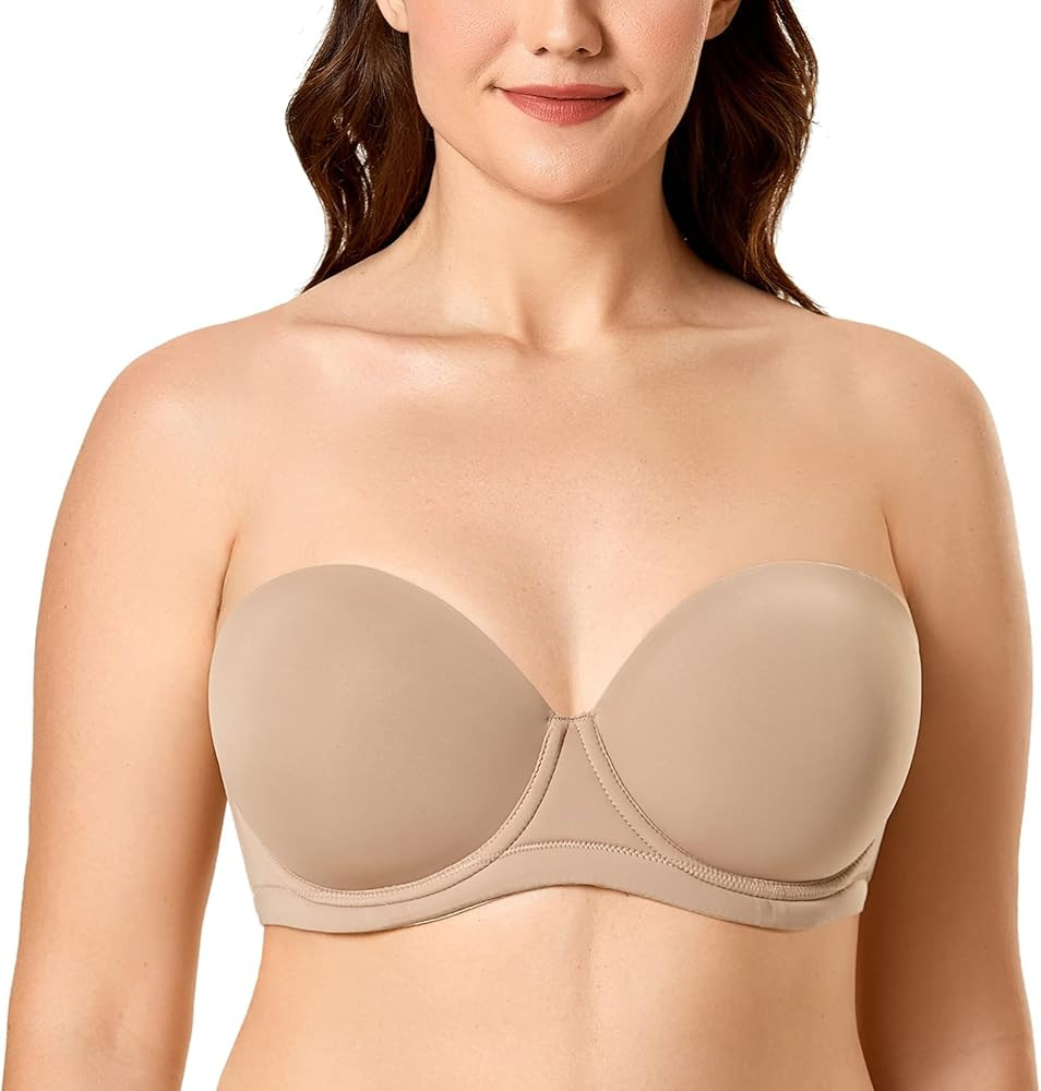 DELIMIRA Women's Underwire Contour Multiway Full Coverage Strapless Bra Plus Size Cashew 34E | Amazon (US)