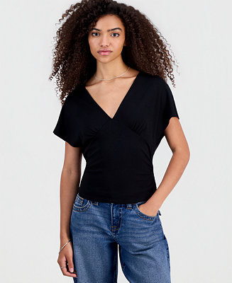 Juniors' Dolman-Sleeve V-Neck Top | Macy's