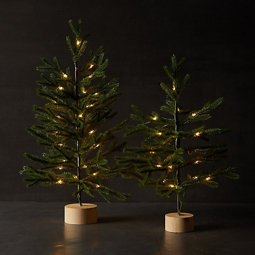 Faux Pre-Lit Tabletop Tree with Wood Base | Terrain