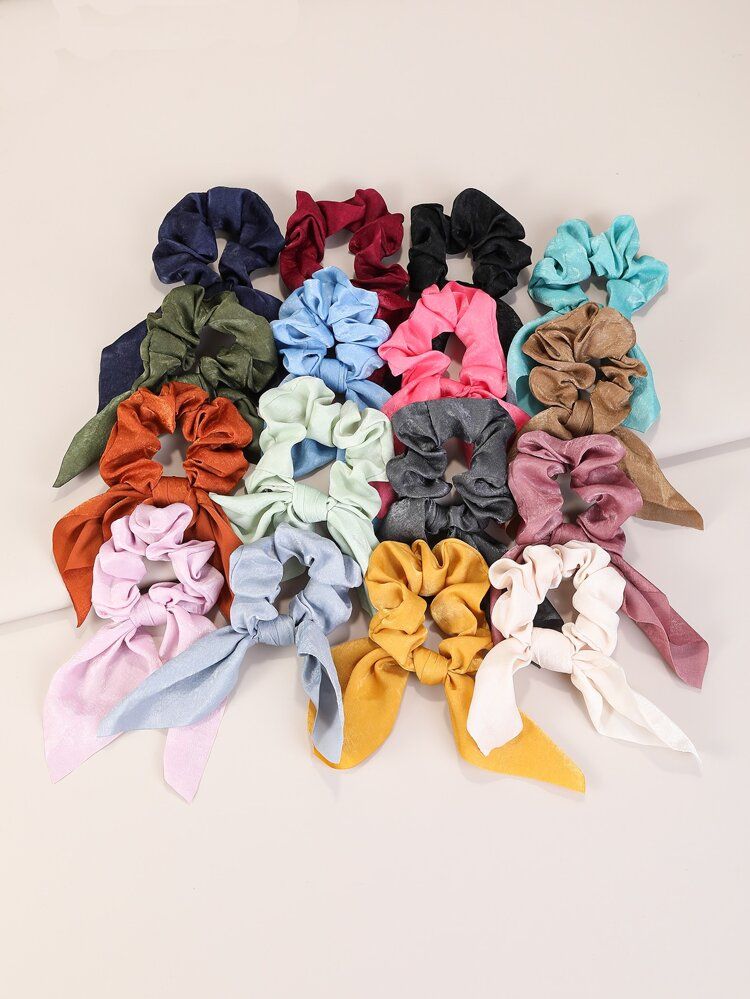 16pcs Multicolor Cloth Bow Tied Scrunchie | SHEIN