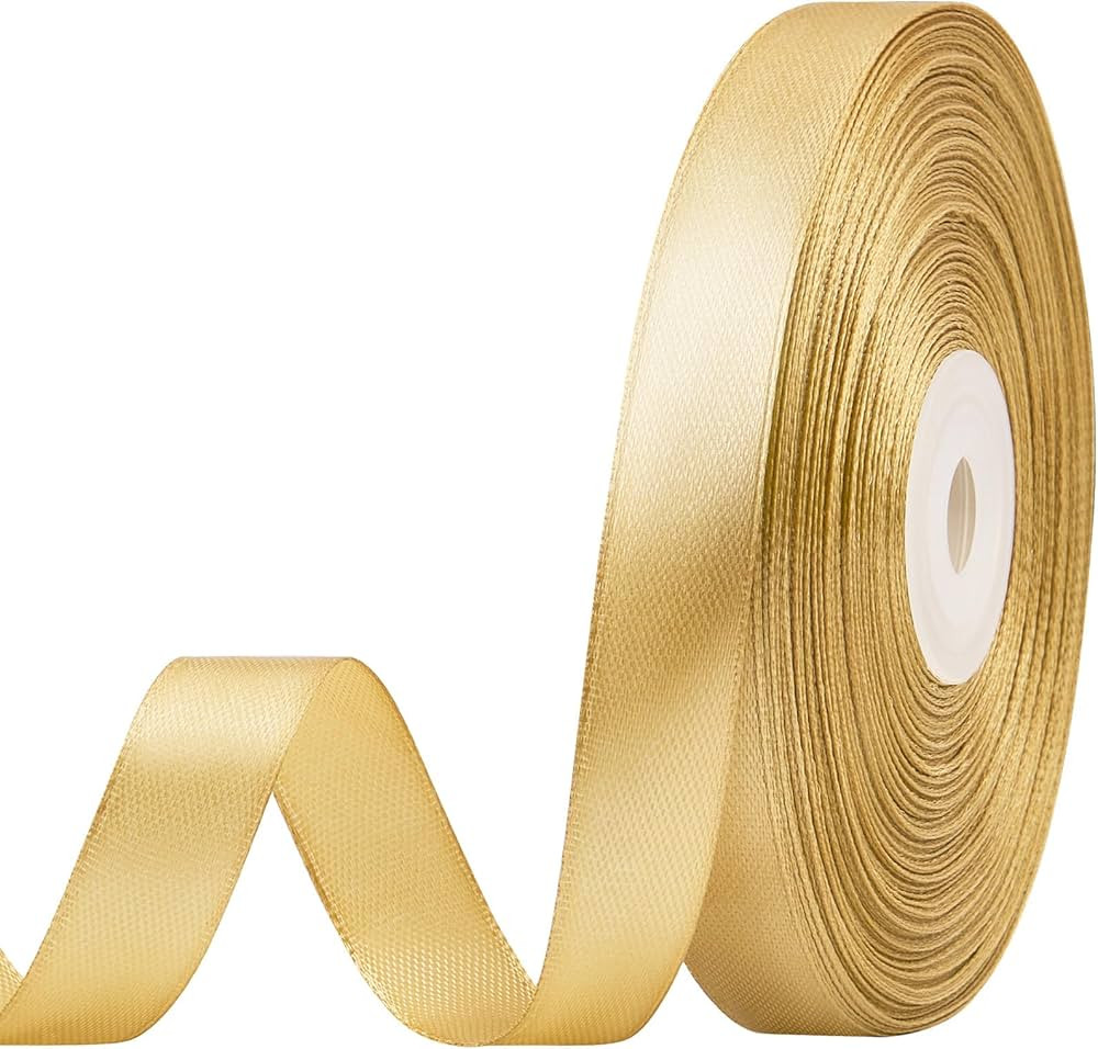 1/2 Inch 50 Yards Champaign Gold Satin Ribbon, Ribbon Roll for Flower Bouquets, Gift Wrapping, We... | Amazon (US)