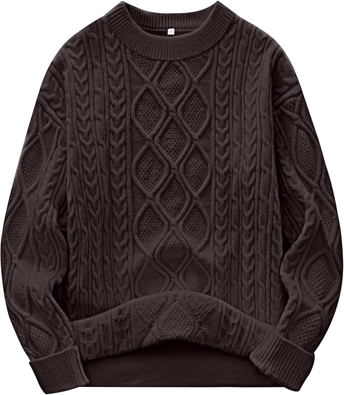 ANRABESS Women Oversized Chunky Cable Knitted Vintage Sweater 2025 Fall Winter Outfits | Amazon (US)