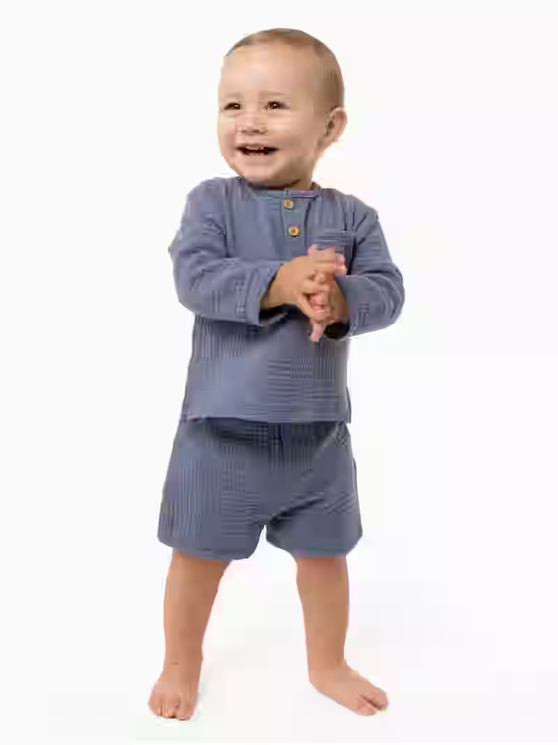 Modern Moments by Gerber Baby Boy Long Sleeve Top and Short Outfit Set, Sizes 0/3 Months - 24 Mon... | Walmart (US)