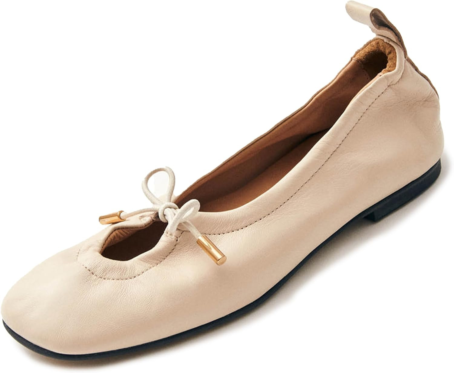 Women Ballet Flats Square Toe Lace Up Bow Slip On Ballerina Shoes | Amazon (US)