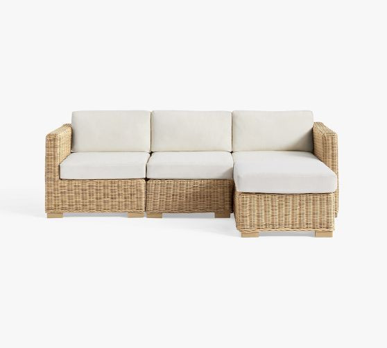 Huntington Wicker Square-Arm 4-Piece Outdoor Sectional (93") | Pottery Barn (US)
