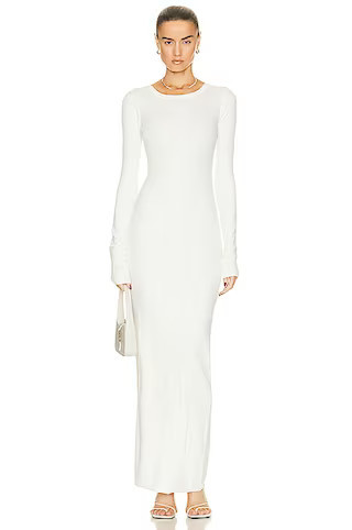Eterne Long Sleeve Crewneck Maxi Dress in Cream | FWRD 