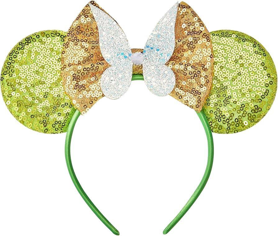 Mouse Ears Bow Headbands, Sequin Tinkerbell Minnie Ears Headband Glitter Party Fairy Wings Dress ... | Amazon (US)