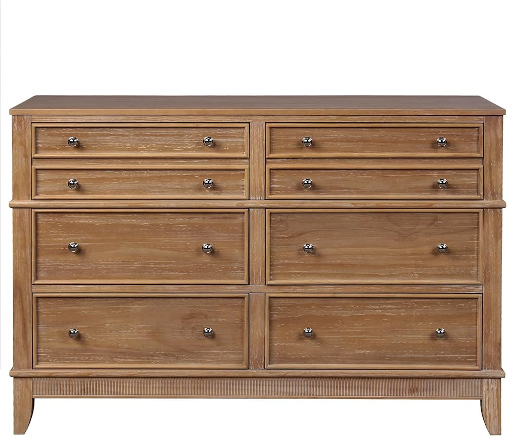 RUNNA Rustic 6-Drawer Chest, Chic Hazel Solid Wood Dresser with Silver Finish Handles, Large Stor... | Amazon (US)