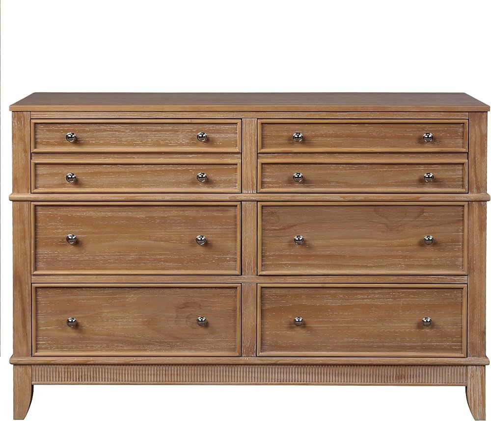 RUNNA Rustic 6-Drawer Chest, Chic Hazel Solid Wood Dresser with Silver Finish Handles, Large Stor... | Amazon (US)