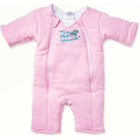 HALO Magic Sleepsuit Transition Swaddle Sleep Suit, Soft Cotton with Double Zipper for Easy Diaper Changes, Sleepwear for Back Sleeping, Pink, 18-21lbs | Walmart (US)