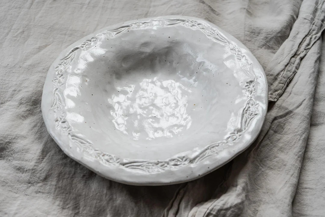 Floral Embossed Serving Bowl - Etsy | Etsy (US)