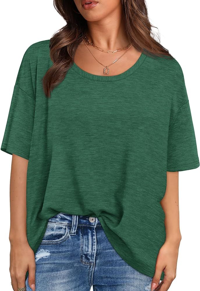 XIEERDUO Oversized T Shirts for Women Summer Short Sleeve Tops Loose Scook Neck | Amazon (US)
