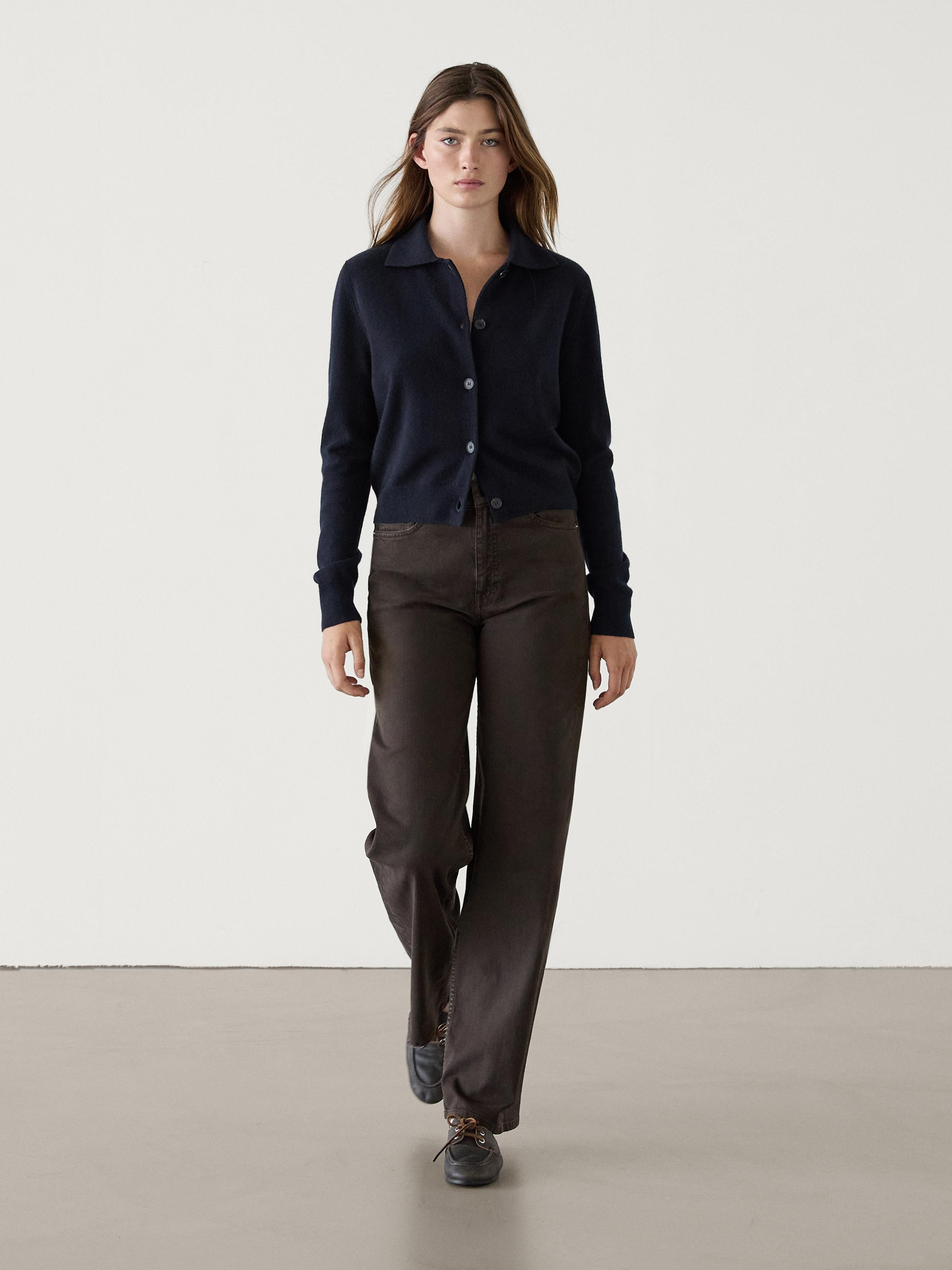 Cropped-Strick-Cardigan aus 100% Wolle | Massimo Dutti DE