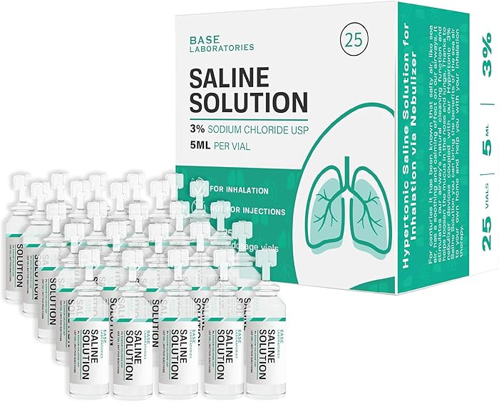 BASE LABORATORIES 3% Saline Solution for Nebulizer Machine | Saline Solution for Inhalation & Nas... | Amazon (US)