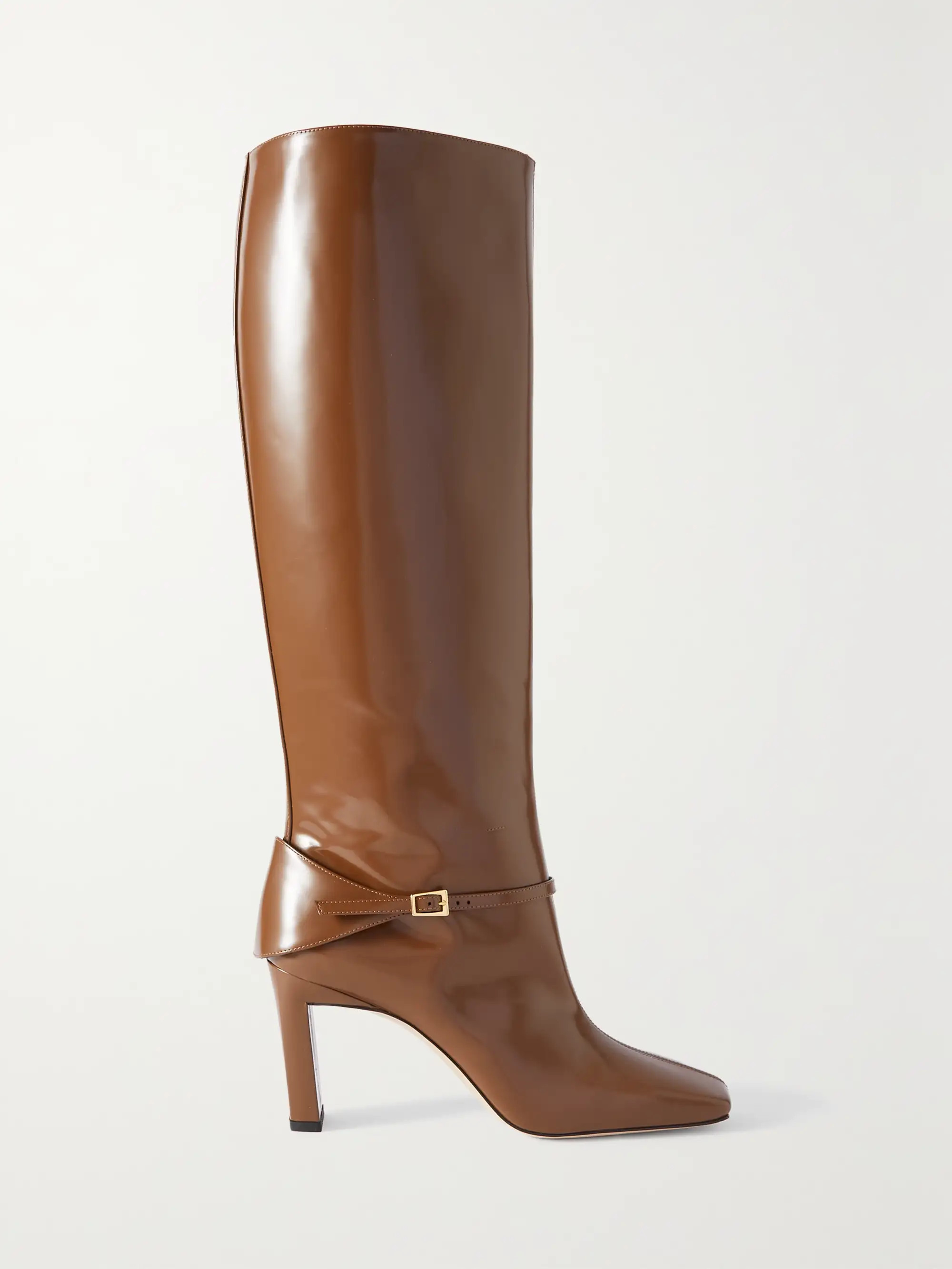 Isa buckled glossed-leather knee boots | NET-A-PORTER (UK & EU)