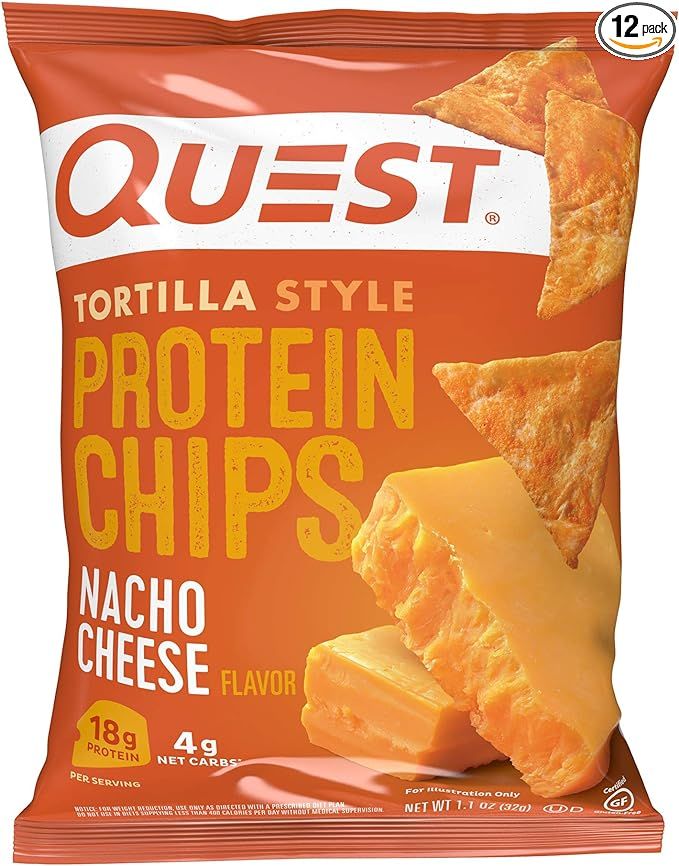 Quest Nutrition Tortilla Style Protein Chips, Low Carb, Nacho Cheese 1.1 Ounce (Pack of 12) | Amazon (US)