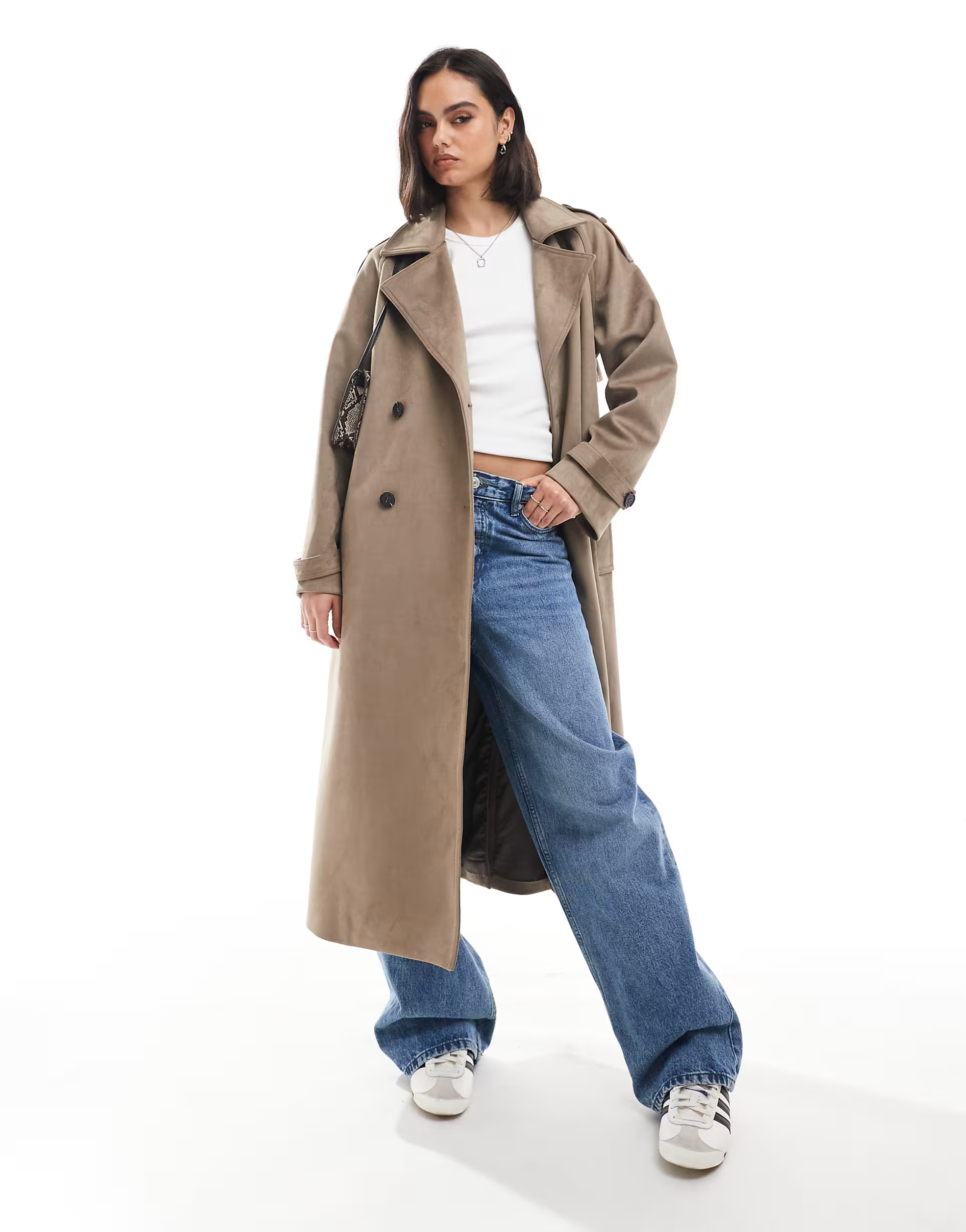 ASOS DESIGN Premium - Trench-coat en suédine - Beige | ASOS (Global)