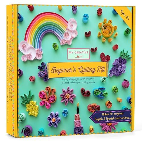 MY CREATIVE CAMP Beginner's Quilling Kit for Kids and Adults, DIY Craft Kit for Kids and Adults, Paper Quilling Kit for Beginners with Tools, Instructions & Storage Box, Makes 10+ Fun Projects | Amazon (US)