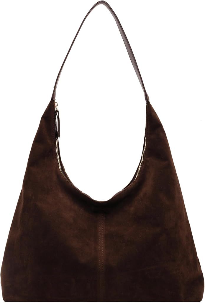 Leather Hobo Bags for Women Brown Purses Suede Purse Slouchy Tote Bag Suede Tote Bag Fall Purses ... | Amazon (US)