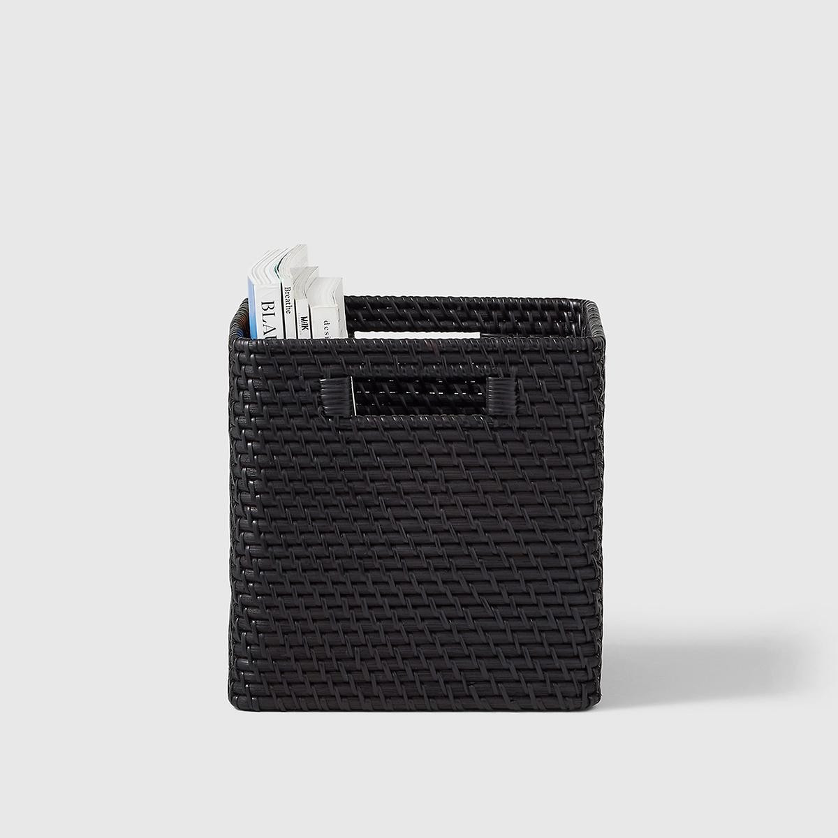 Marie Kondo Ink Black Ori Curved Rattan Cubes | The Container Store