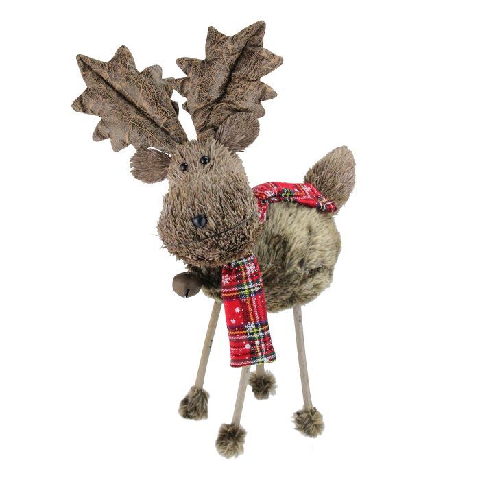 Northlight 15.75" Brown Elk with Red and Black Plaid Scarf Christmas Decoration | Target
