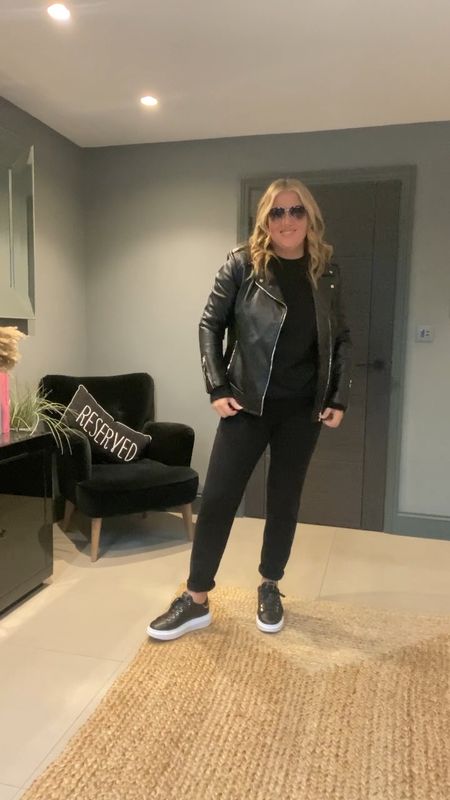 All black outfit. Cashmere joggers, chunky trainers, biker jacket

#LTKstyletip #LTKeurope