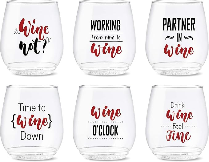 TOSSWARE POP 14oz Vino All About Wine Series, SET OF 6, Recyclable, Unbreakable & Crystal Clear P... | Amazon (US)