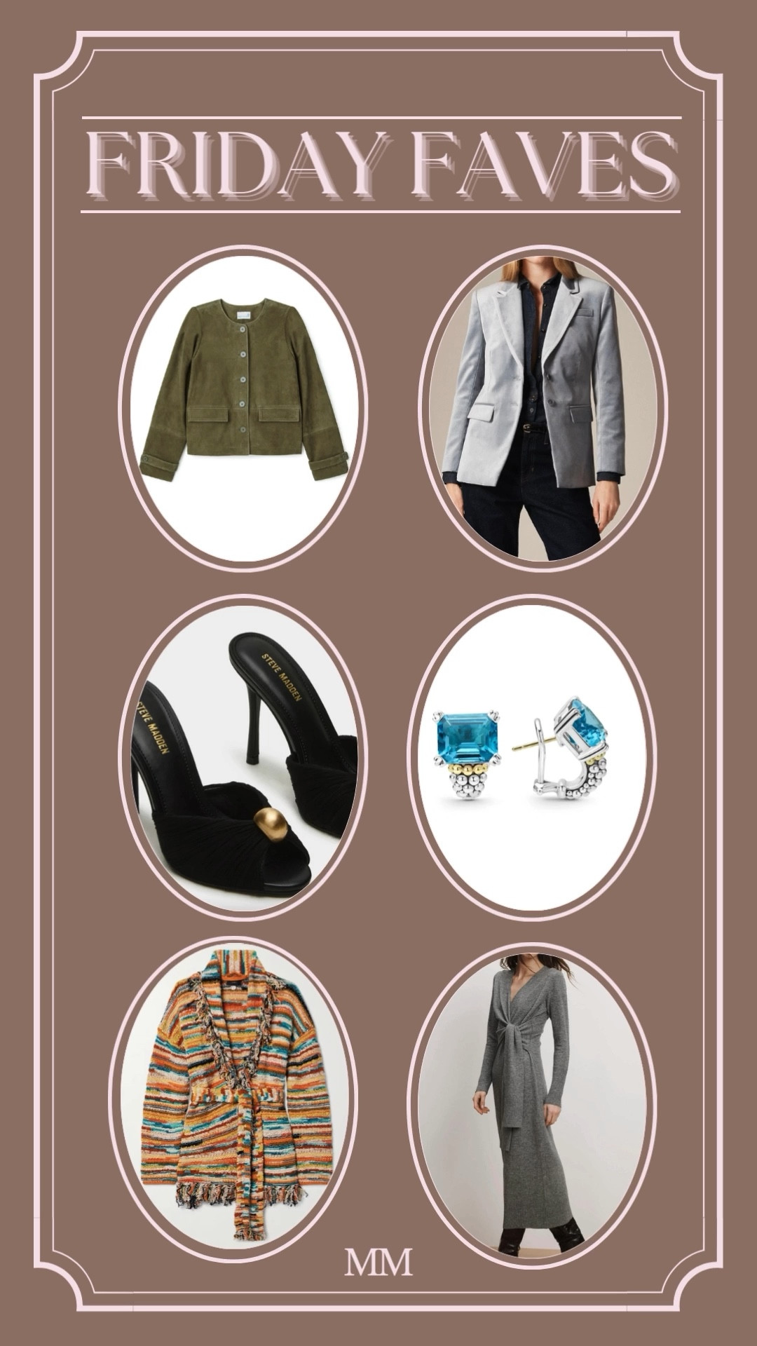 Friday faves I’m loving right now with elevated staples that make getting dressed so easy. A cropped olive jacket that works for everyday layering, a tailored blazer that instantly pulls a look together, chic black heels that dress up even simple outfits, statement gemstone earrings for a pop of color, a cozy textured cardigan that feels effortless, and a soft knit wrap dress that’s flattering and comfortable. These are the pieces I keep reaching for to build polished fall outfits.

[Friday faves, fall outfit ideas, elevated everyday style, wardrobe staples, blazer outfit ideas, olive jacket outfit, knit dress outfit, statement earrings, chic fall fashion]

#LTKHoliday #LTKOver40