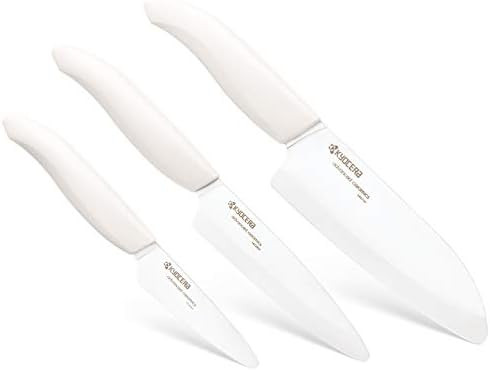 Amazon.com: Kyocera 3Piece Advanced ceramic Revolution Series Knife Set, White, Blade Sizes: 5.5"... | Amazon (US)