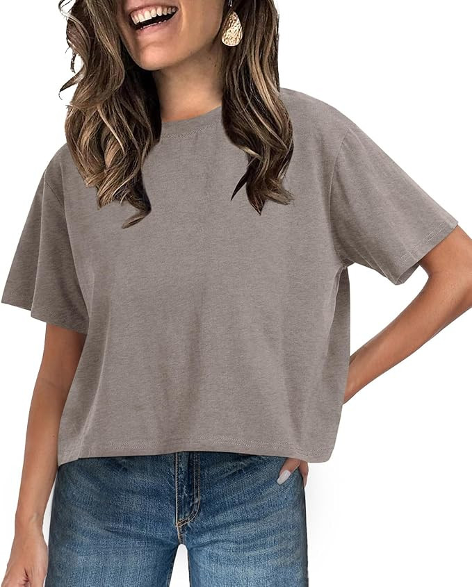 UNCLECAT Women's Short Sleeve Crop Tops 2026 Summer Basic Cropped T Shirts Workout Casual Crew Ne... | Amazon (US)