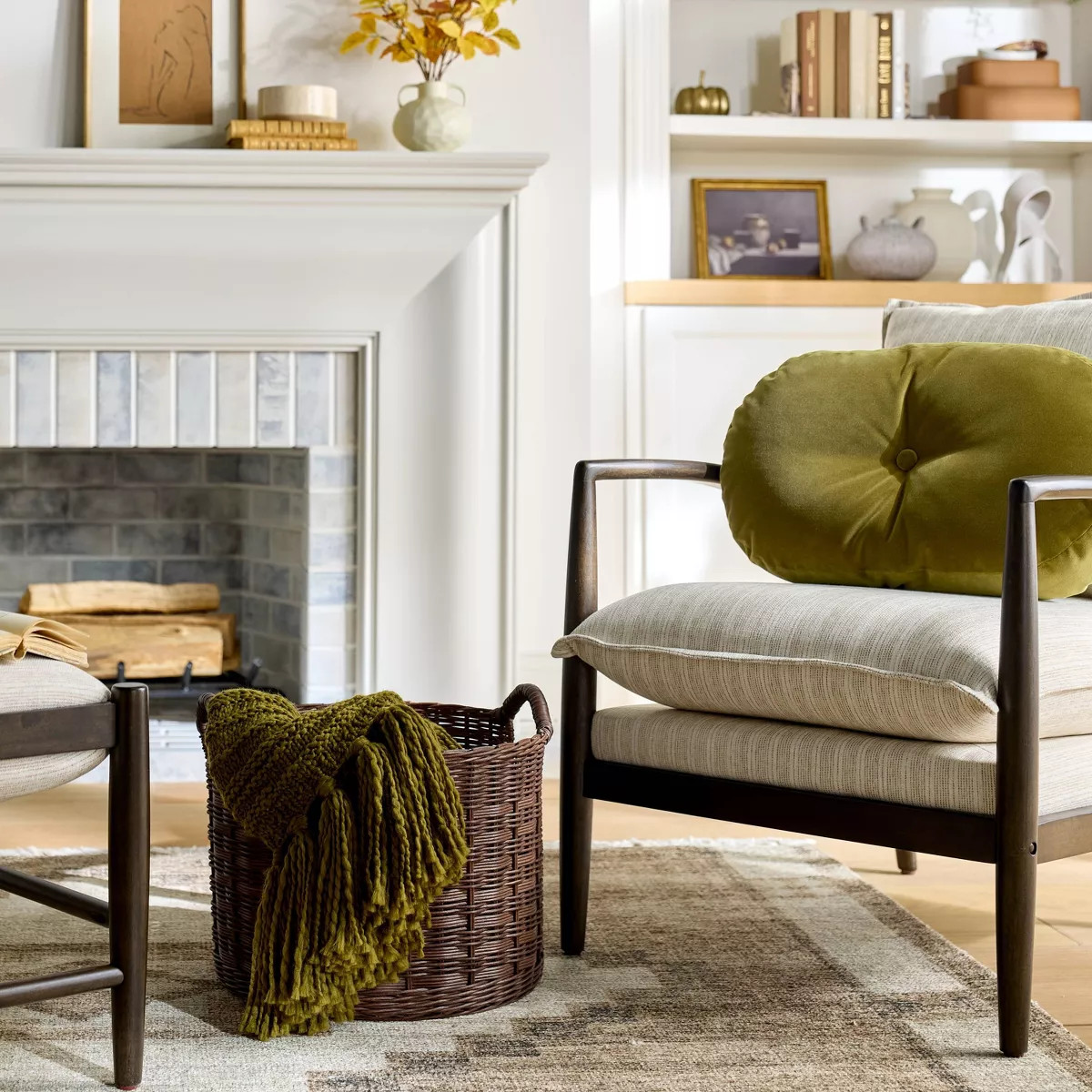 Medium Round Rattan Decorative Basket Dark Brown - Threshold™ designed with Studio McGee: Open ... | Target