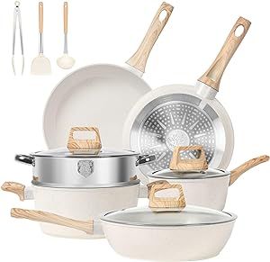 SODAY Pots and Pans Set Non Stick, 12 Pcs Kitchen Cookware Sets Induction Cookware Granite Cookin... | Amazon (US)