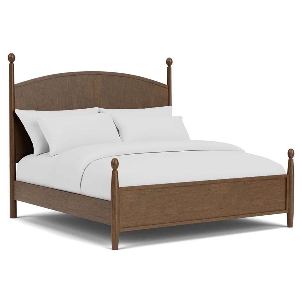 Hearth Updated Traditional Brown Wood Bed - King | Kathy Kuo Home