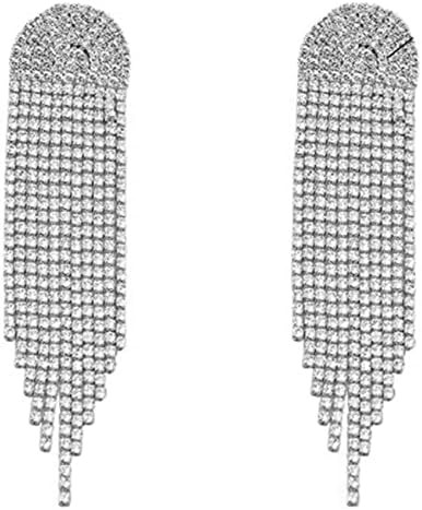 fxmimior Boho Rhinestones Tassels Statement Silver Earrings for Women and Girls Long Chain fashio... | Amazon (US)