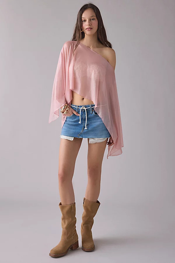 Out From Under Shimmer Sheer Mesh Poncho Top in Pink, Women's at Urban Outfitters | Urban Outfitters (US and RoW)