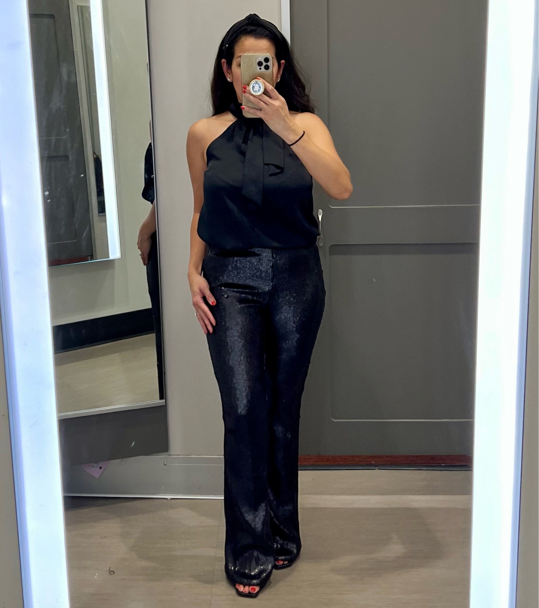 💃🏻 Oh these sequin pants def make me wanna go out and dance!  I can’t say enough about these amazing flares.  They shine, they stretch and boy do they look expensive!  Between you and me, this whole outfit was only $65!  If you see these pants in store, give them a try!  I think you’ll love them as much as I do!  They paired oh so perfectly with this satin scarf neck top which I bought every color in.  LOVE, LOVE, LOVE everything about this outfit!

* Top - $25
* Pants - $40 
* Heels - $32.99

#target #targetstyle #girlsnight #dress #fallfashion #fall #affordable #datenight #affordablefashion #influencerstyle #affordablestyle #bloggerstyle #ootdshare #ootdinspiration #ootd #reels #black #foryoupage #trending #reelsinstagram #ltkunder50 #viralreels #discoverunder10k #reelsviral #shopwithme #neutralstyle #outfits #outfitinspiration #outfitoftheday #outfitinspo

#LTKunder50 #LTKSeasonal #LTKstyletip